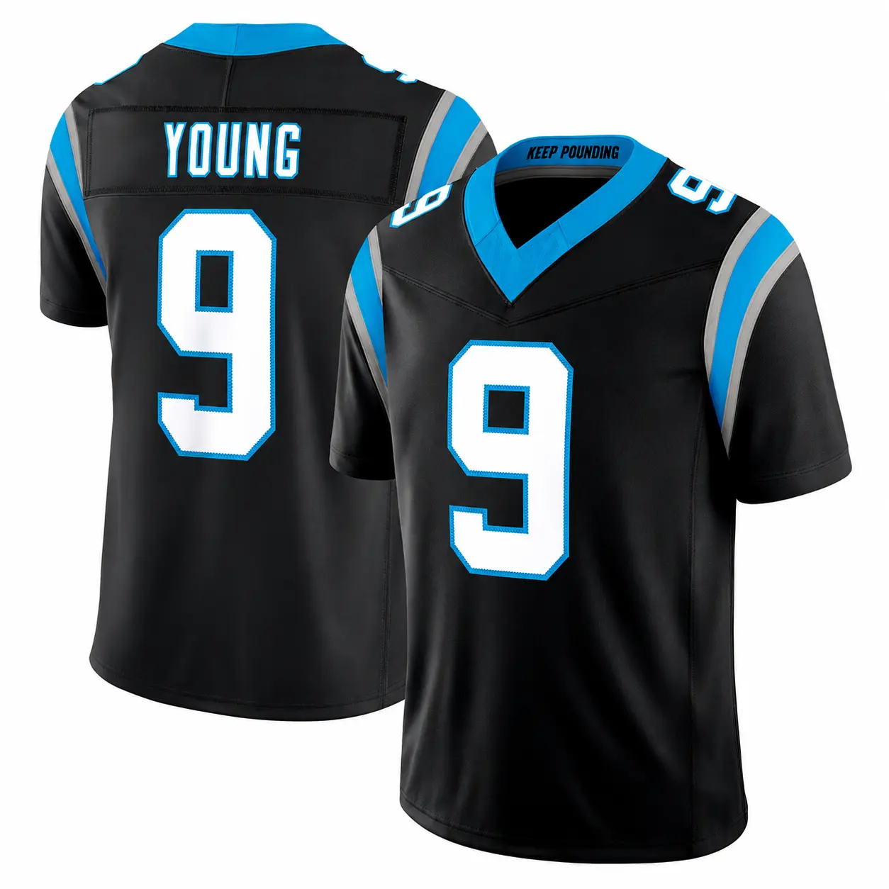 Unisex Football Jersey Young 9 Custom Any Player Name Number Blue Black White Fan Top