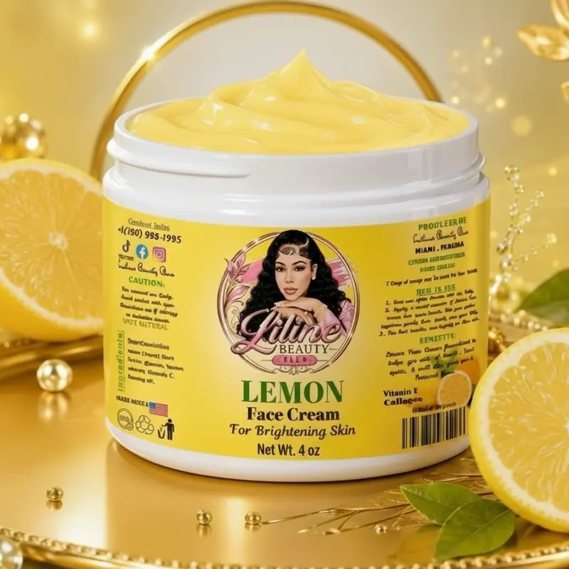 LilineBeautyPlus1 Lemon Face Brightening Cream, Radiant Glow Skincare Product, 4 oz