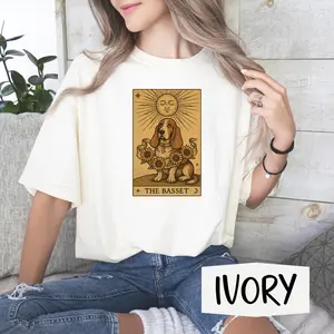 Comfort Colors Basset Hound Tarot Shirt, The Basset Vintage Dog Tee, Mystical Basset Hound Shirt, Boho Dog Lover Gift, Dog Mom Gift