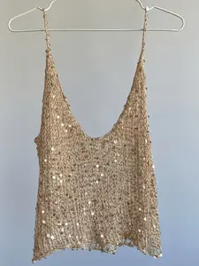 Glitter Hollow Out Halter Top, Beach Cover-Up V-Neck, Summer Festival Party Wear, Layered Outerwear for Coastal Vibes