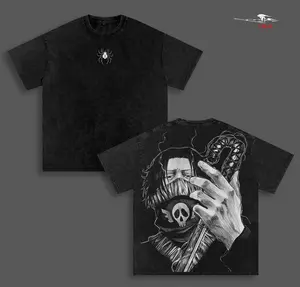 Feitan Portor HxH Anime Double Printed Vintage Washed Tee Unisex Oversize Heavyweight Cotton T-shirt for Anime Fans and Lovers