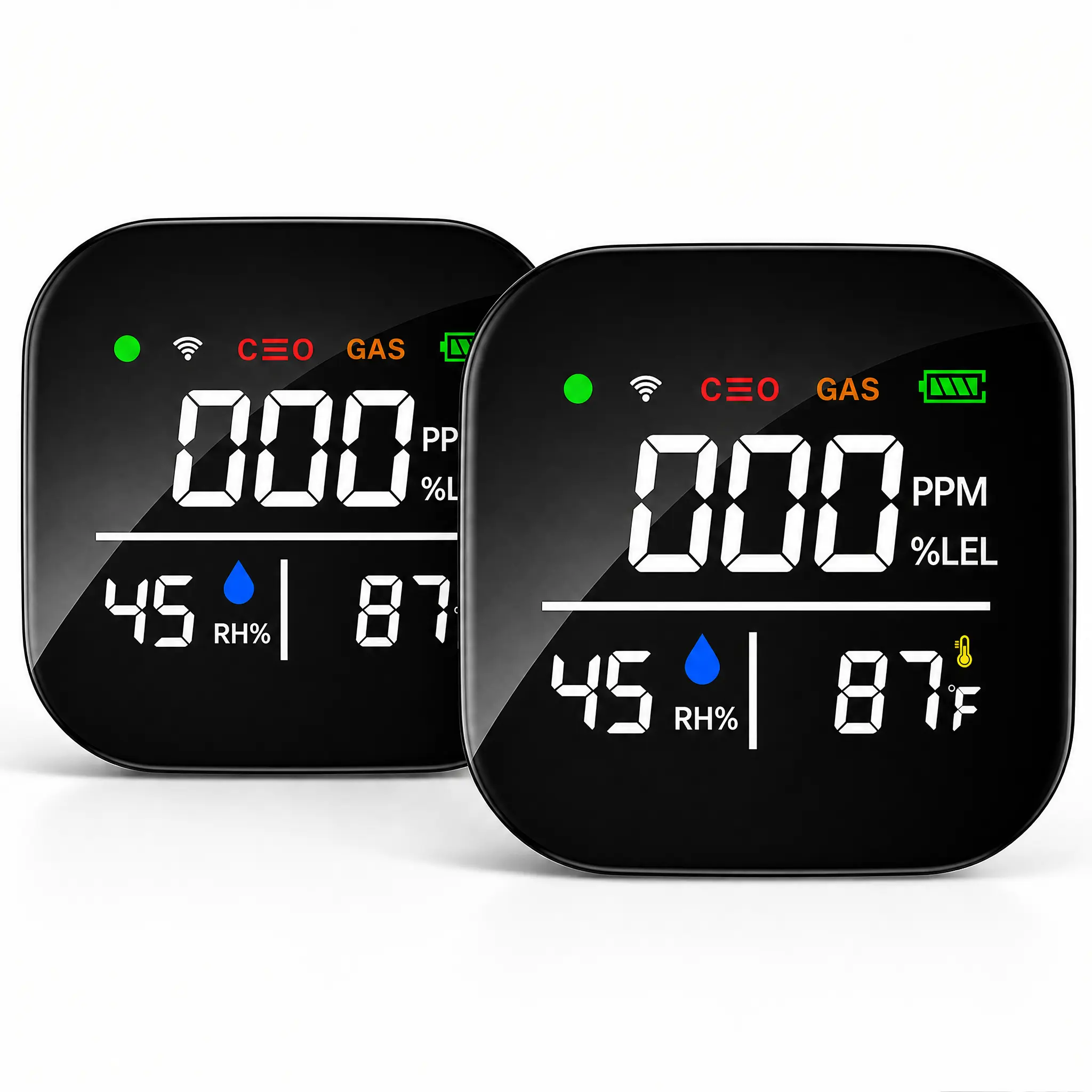 6-in-1 Home Security Systems Detector Temperature, Humidity Monitor, Compact, Plug-and-Play, HD Display, Battery Backup, for Kitchen, Campers, Dorm Rooms