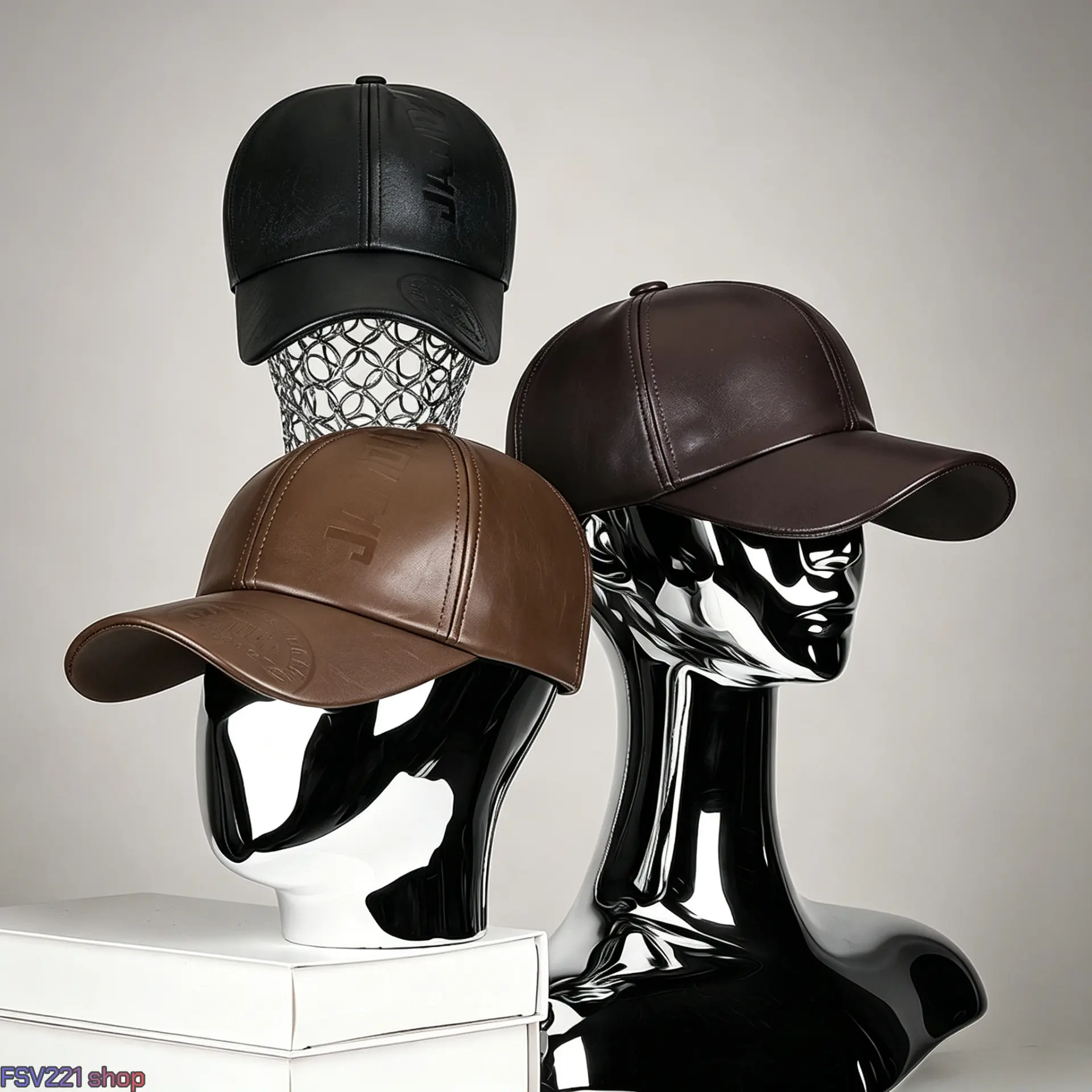 2026 Trending British Style PU Leather Dad Hat - Flat Brim Baseball Cap with Printed Logo, Rear Adjustable Buckle, Breathable Durable Solid Color, All-Season Casual Wear, TikTok Shop Black Friday Exclusive Offer, Comfortable Hats, Leather-Style Hats