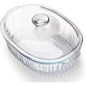 NUTRIUPS Glass Casserole Dish with Glass Lid, Borosilicate Glass,Casserole Dish for Oven, Baking Dish with Lid (3QT)