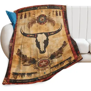 Western Blanket Cozy Plush Native Tribe Throw Blankets Fuzzy Flannel Fleece Gifts for Girls Boys Women Men 50"X40"