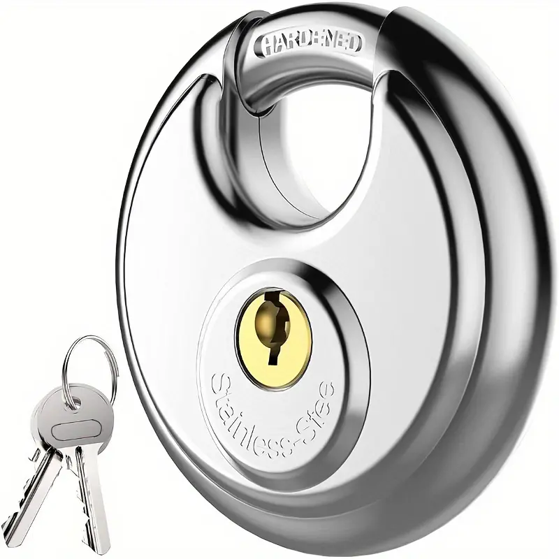 304 Stainless Steel Copper 60mm Core Round Heavy Duty High Security Padlock, Security Lock, Includes 2 Keys, Suitable for Storage Cabinets, Garages, Fences, Warehouses, Gyms, Stainless Steel Locks