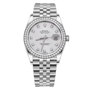Rolex Datejust 36 116244 Steel Factory Diamond Bezel Silver Diamond Dial WHT031674