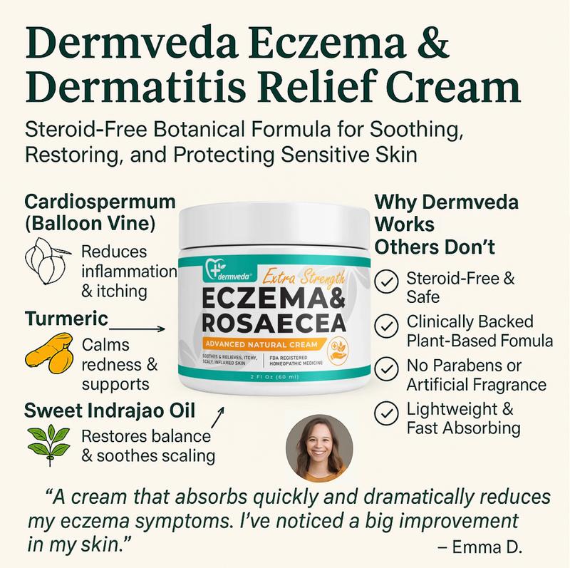 Dermveda Eczema and Rosacea Cream - Advanced Natural Skincare for Sensitive Skin