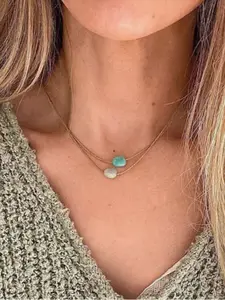 1pc Elegant fall ladies jewellery blue white green Green Aventurine White Marble aquamarine charms for bracelets pendant design for mother gifts Christmas bijoux daily outfits natural stone necklace