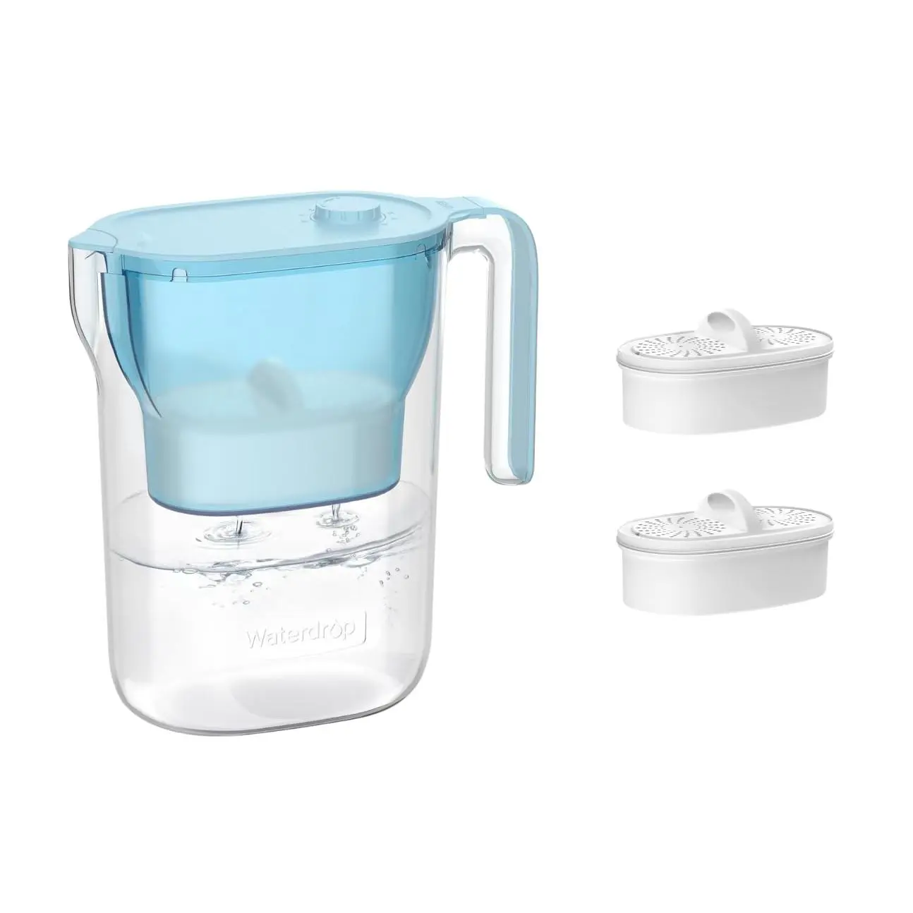 200 Gallon NSF Certified 7-Cup Blue Water Filter Pitcher Reduces PFOA PFA Chlorine with 2 Filters