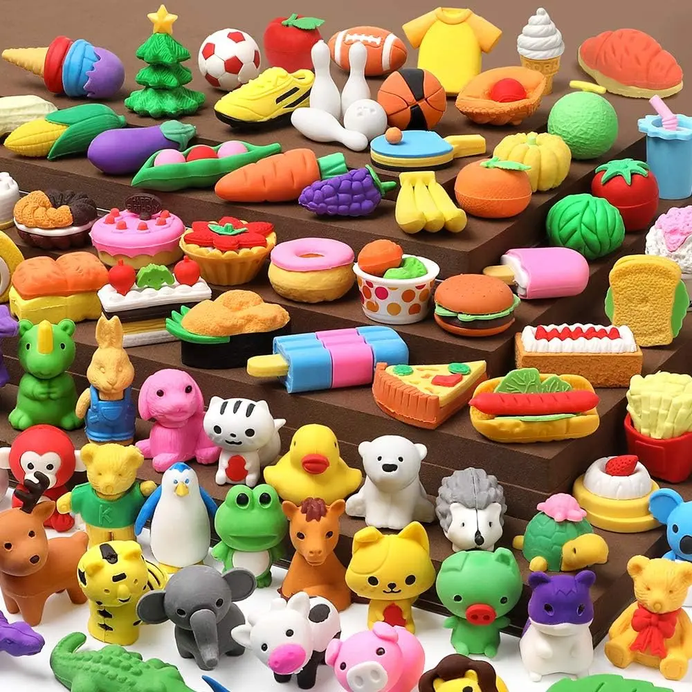 100-Pack Animal Pencil Erasers – Fun 3D Desk Pets, Mini Puzzle Take-Apart Erasers for Kids | Easter Gift, Classroom Prizes, Back-to-School Supplies & Party Favors