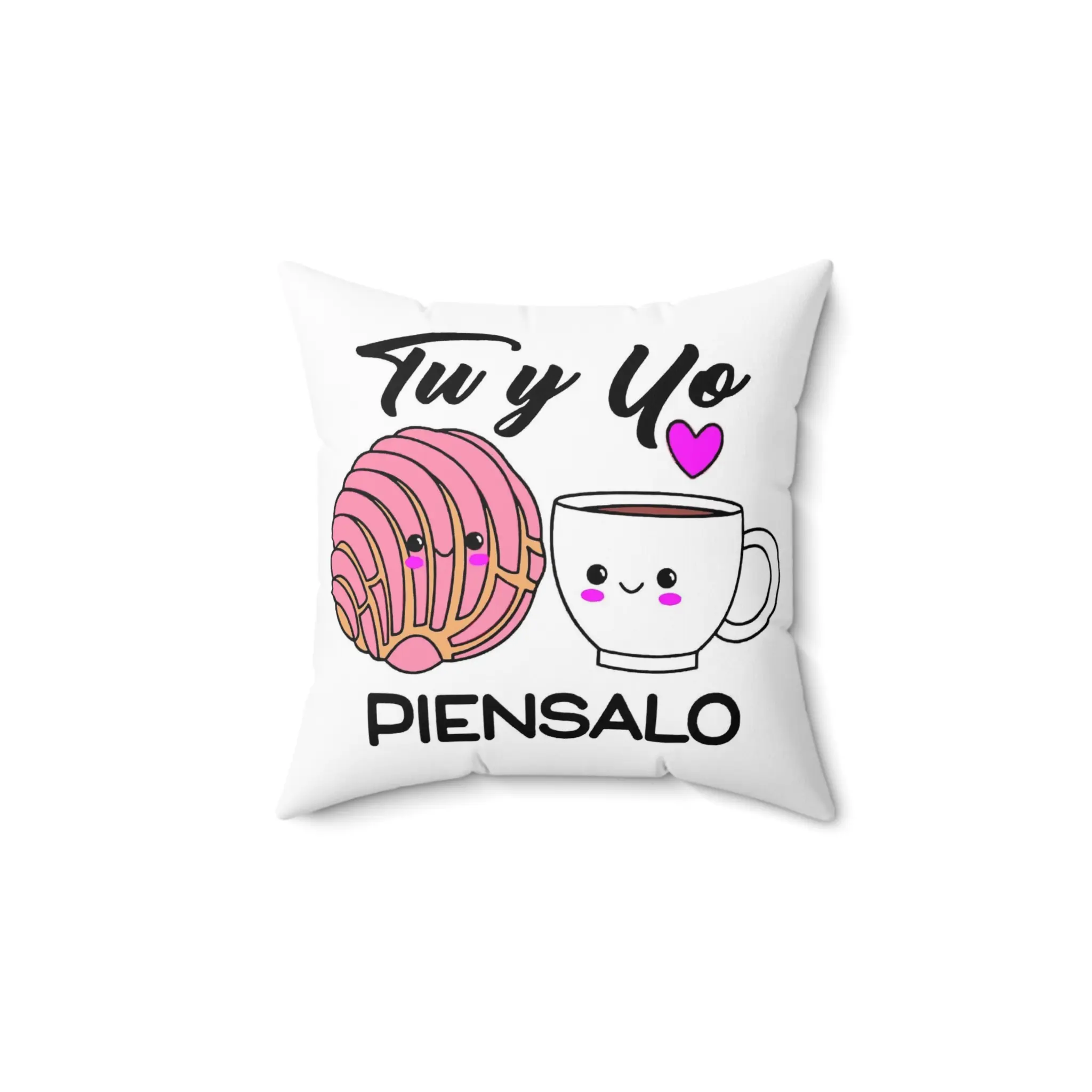 Cute 'Tu y Yo' Coffee & Pan Dulce Pillow - Cozy Decor for Home