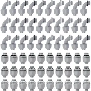 1/2 inch Liquid Tight Connector PVC Flexible Conduit Connector, UL Listed Conduit Fittings 60 Pack (30 pcs 180D/30 pcs 90D)
