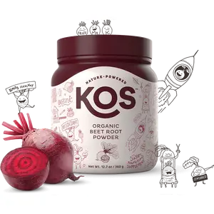 KOS Organic Beet Root Powder, USDA Organic - Natural Nitric Oxide Booster, Superfood Plant Based Beetroot Antioxidant, Supports Active Lifestyle & Healthy Circulation, Soy & Gluten-Free - 90 Servings
