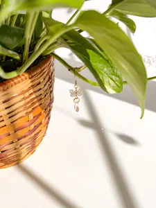 Butterfly Plant Vine Charm - Hanging Sun Catcher for Vines & Trailing Plants - Decorative Charm for House Plants - Brass with Sun Crystal