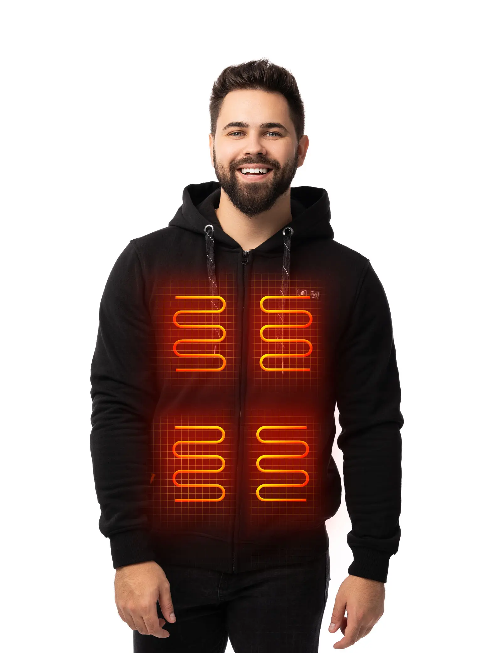 HENNCHEE Women's Heated Hoodie Sweater - Cotton Blend Fleece-Polyester Fabric, Breathable, Sweat-Wicking, Fitted Medium-Length Zip-Up, Heated Panels, USB Port, 10000mAh USB Battery, Casual Outdoor Top for Hunting, Fishing