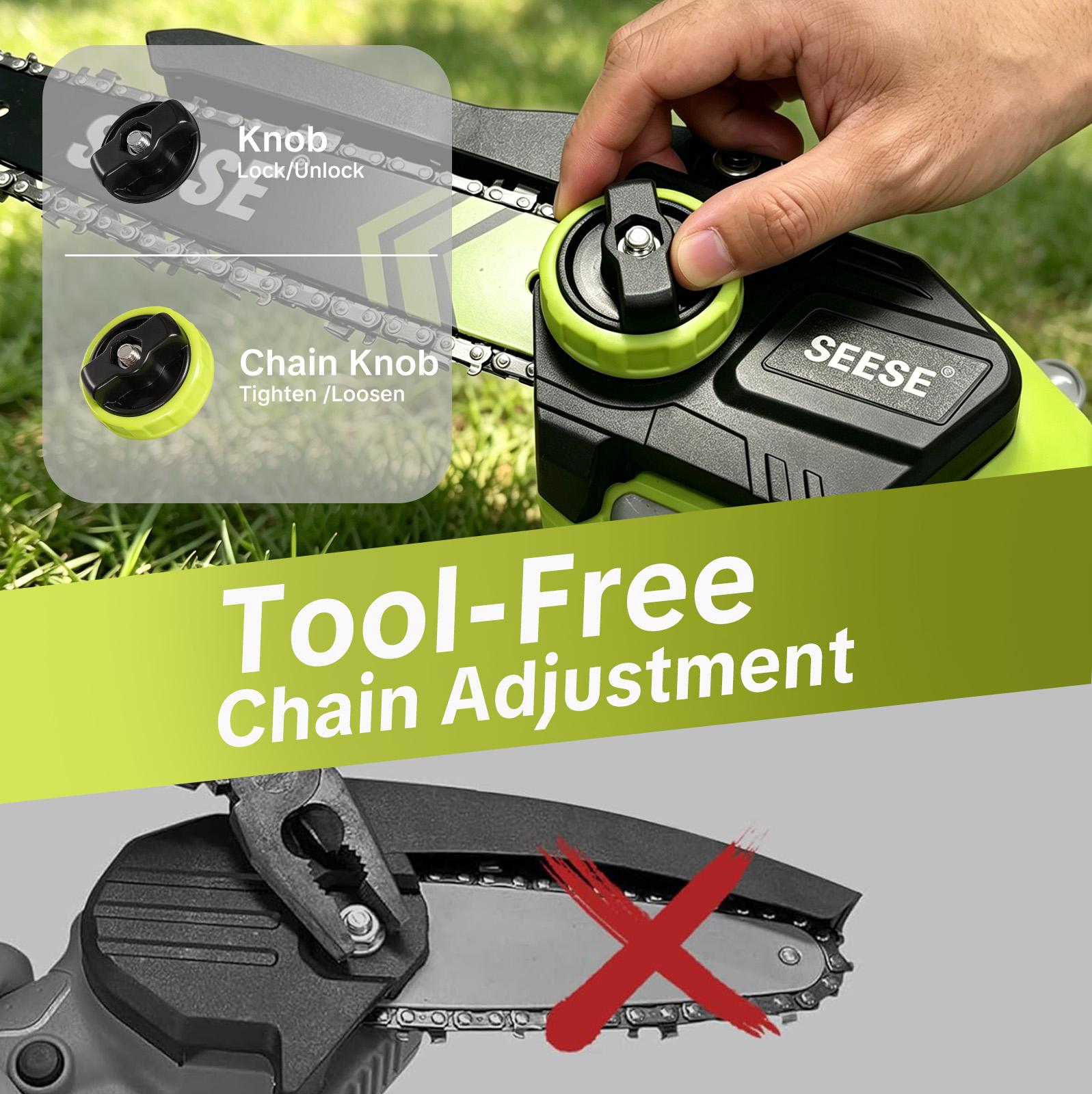 SEESE Brushless Mini 8"ChainSaw Oil System- Portable Electric Cordless Saw for Wood Cutting, Batteries (000mAh) ,Pruning, Gardening, Camping - Suitable for Seniors, Women Holiday gifts