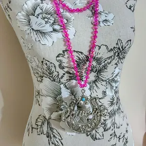Hot Pink Cowgirl Necklace Super Long Chain