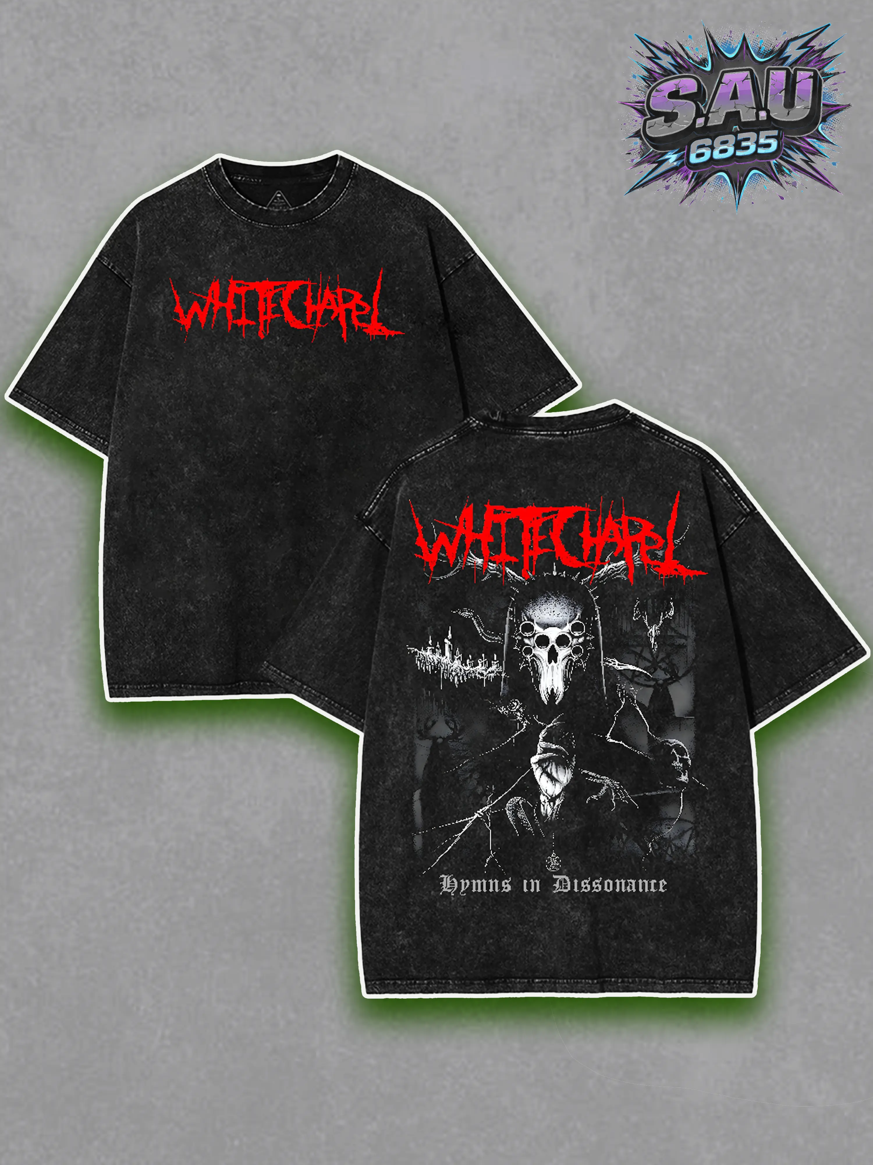 Gothic Dark Whitechapel Hymns in Dissonance Vintage Washed Tee & Hoodie, Heavyweight Cotton Deathcore Band Graphic Shirt, Retro Streetwear, Y2K Grunge Aesthetic, Unisex Gift