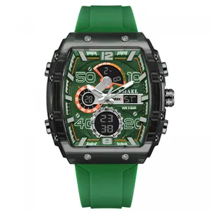 Tonneau-Shaped Men’s Digital Sport Watch – Dual Display, Waterproof, LED Luminous, Multifunction Alarm Wristwatch