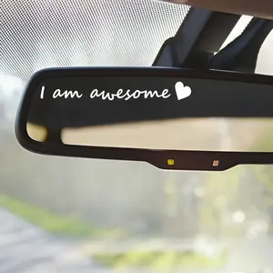 4x I am Awesome  Rearview Mirror Decal,Car Decal For Women,Rear View Mirror Sticker,Car Window Decal,Vanity Mirror Decal,Affirmation Sticker,Water Bottle Sticker,Car Mirror Sticker,Tumblers Sticker, 4 Inch Width