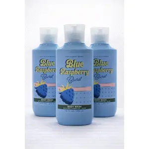 BLUE RASPBERRY BURST Bath & Body Works Body Wash 3-Pack - 10 oz Each