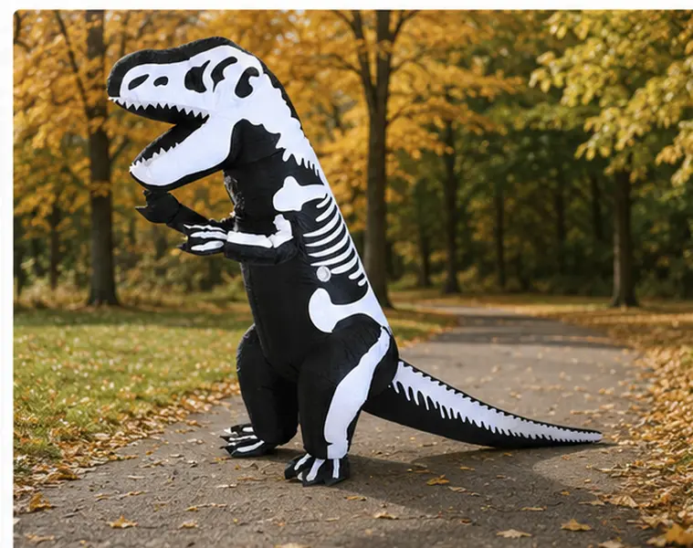 Adult Inflatable Dinosaur Skeleton Costume, Blow-Up Halloween Costume for Cosplay, Parties & Events