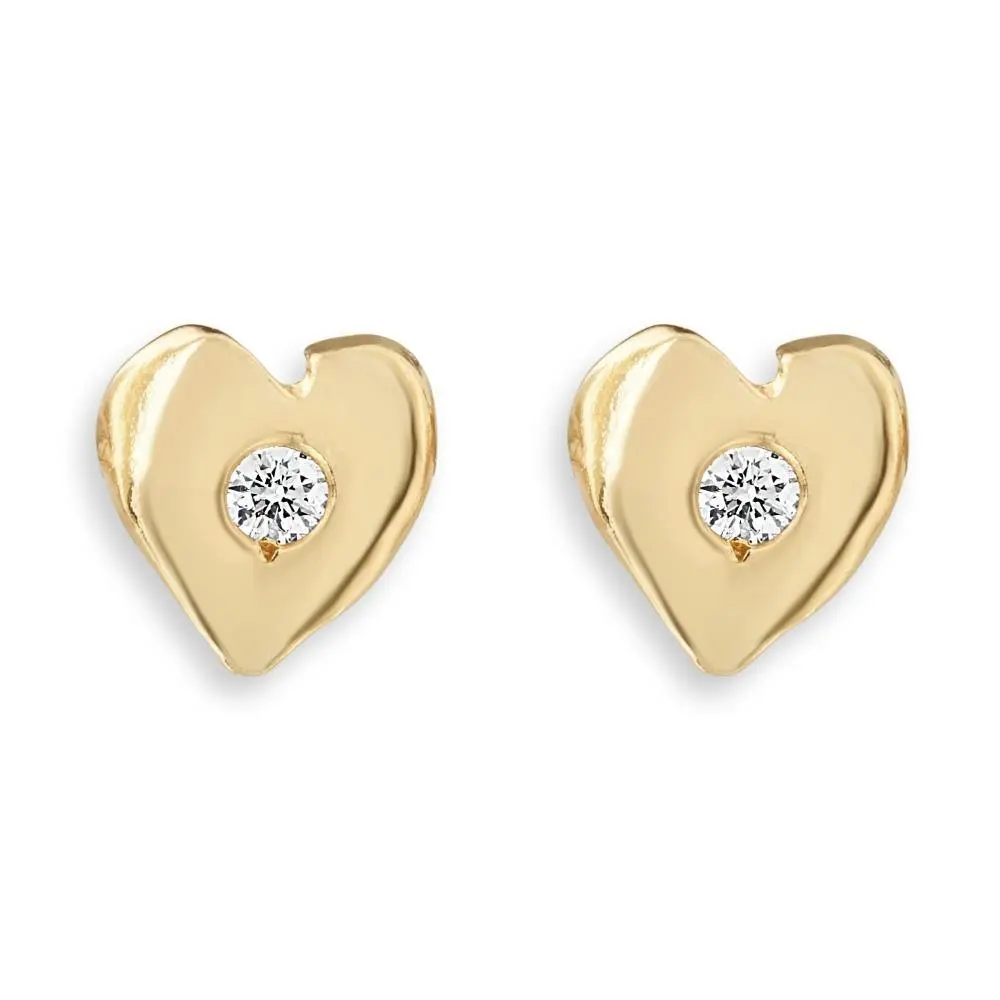Baby Heart Stud Earrings With Diamond