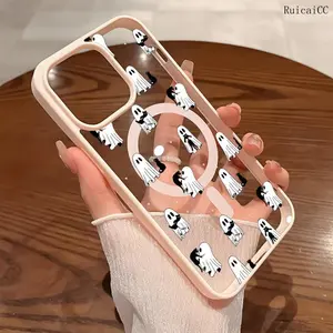 Premium Magnetic Phone Cases for iPhone11/12/13/14/15/16//17/Air/promax/Plus Halloween Ghost And Black Cat y2k cased MagSafe Ready, Anti-Fall, Springtok and Ultra-Thin Design | Perfect for Everyday Use Protector Screen Protector Aesthetic Cover