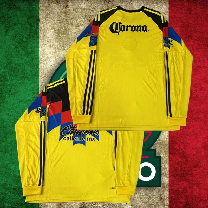 25 26 Mexico LIGA MX Club America Home Yellow Short Sleeve Soccer Jersey Fans Version Breathable
