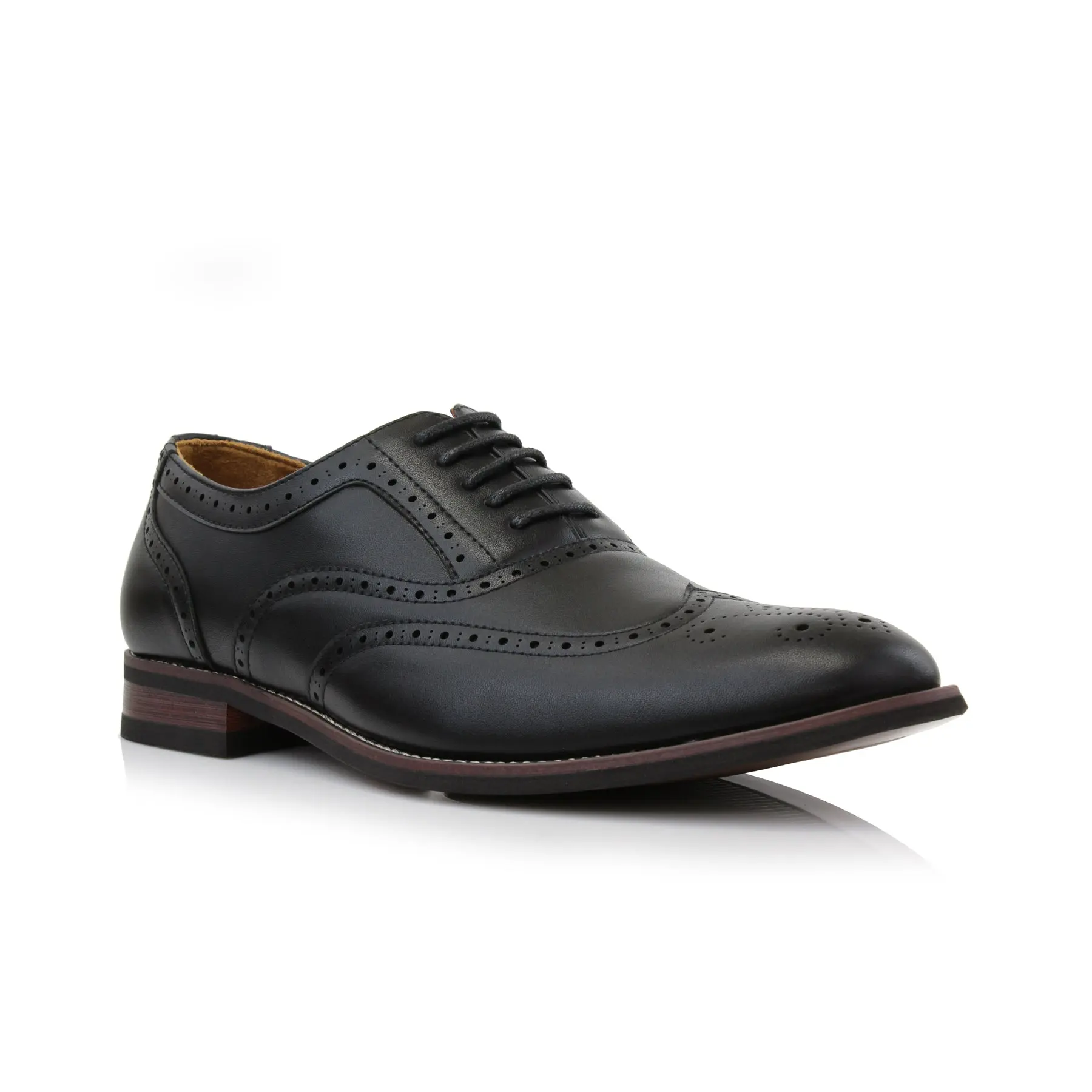 Ferro Aldo Arthur classic wing-tip mono-tone oxford dress shoes, in Ebony  Black, Men's Size 6.5 - 13 - TikTok Shop