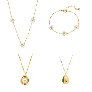 EVRY JEWELS Gold or Silver Plated Women's Pearl Summer 4 Piece Bundle Bundle