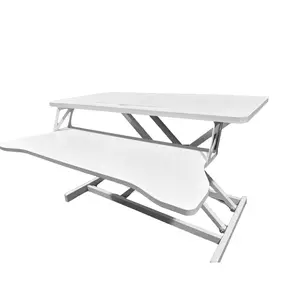 31.5"×15.7" White Height Adjustable Sit Stand Desk Converter 4.3"–19.8" Ergonomic Desk Riser MDF+Metal Dual Monitor Laptop Workstation 30LBS Capacity for Home Office W2641P251901
