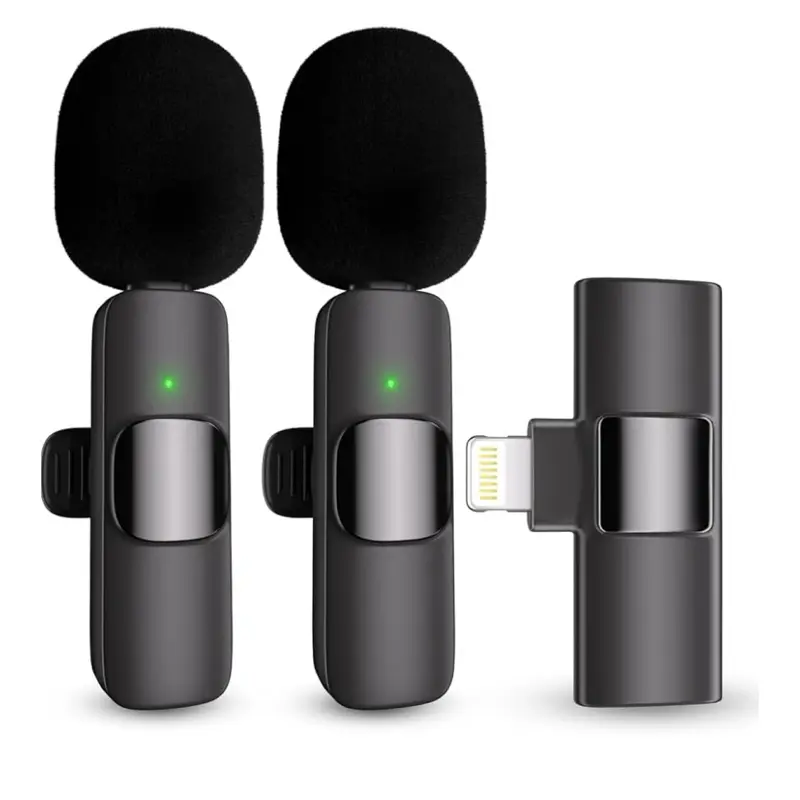 Professional Wireless Lavalier Lapel Microphone for iPhone iPad Cordless Omnidirectional Condenser Recording Mic for Video Recording Live Streaming Interview Podcast Vlog YouTube Tiktok 2 Pack