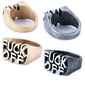 Edgy "F*CK OFF" Statement Ring – Punk Streetwear Letter Ring |     Bold Rebellious Style |     Stainless Steel Trending Accessory |     Festival & Urban Fashion Must-Have 2025