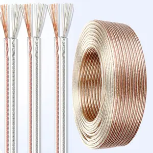 Cabl 14-Gauge Audio Stereo Speaker Wire Cable, 2 Conductor, Polarity Marked, Flexible Clear PVC, CCA, Home Theater, HiFi, Surround or Auto Amps