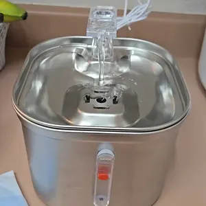 Cat Water Fountain, Stainless Steel Pet Water Fountain for Cats Inside, 3 Filters&Ultra-Quiet Pump, 2.2L/73oz Automatic Dog Dispenser Water Bowl, Multiple Pets Water Fountain Square