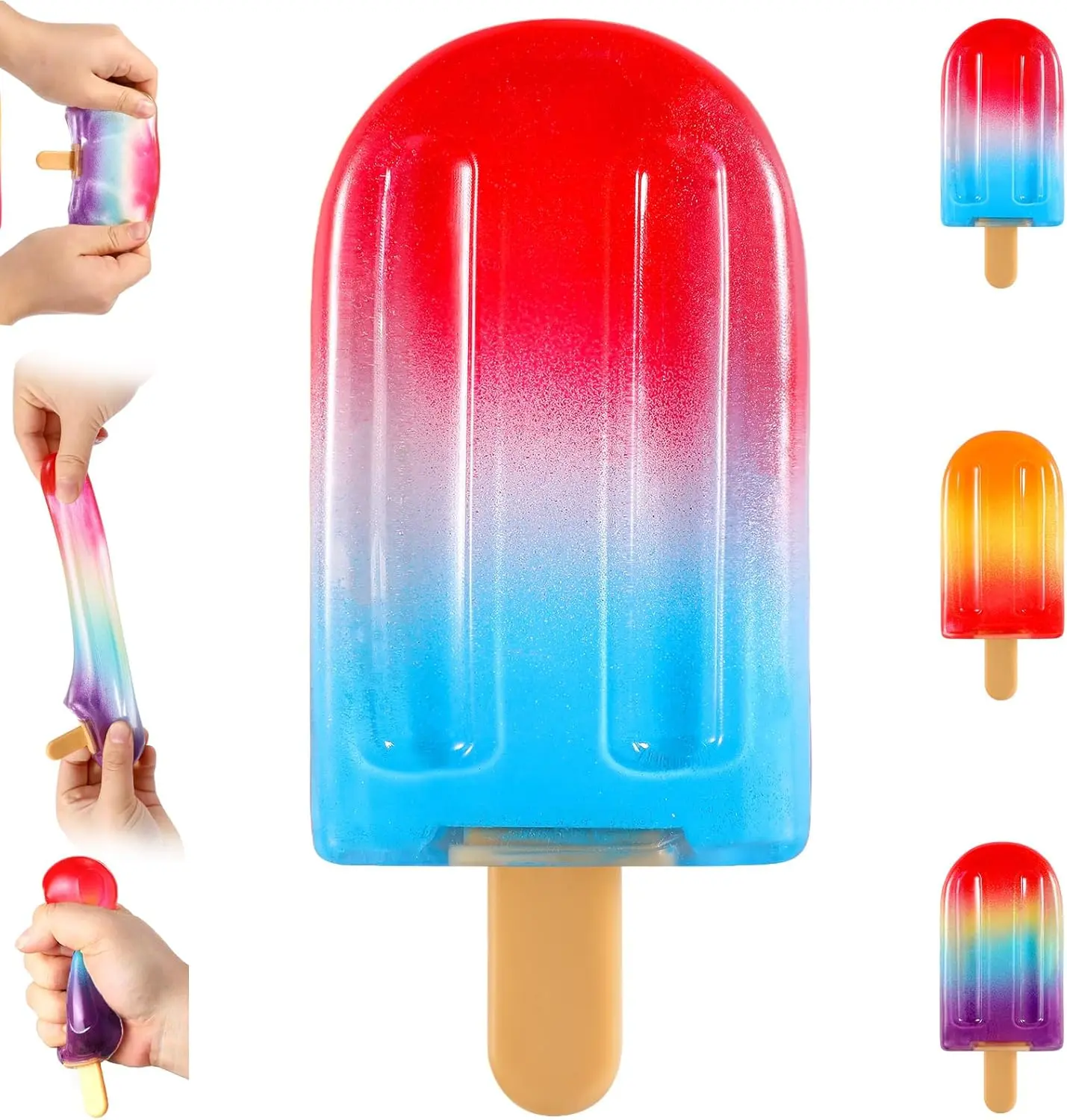 Popsicle Ice Cream Squishy Squeeze Toys | Slow Rising Sensory Travel Squishies for Stress Relief Anxiety, Party Favors Birthday Gift