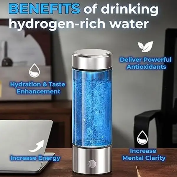 Hydrogen Water Bottle Generator - Up to 4100+ PPB Concentration SPE PEM Technology Portable Hydration System 6-Hour Retention BPA Free Washable Drinkw