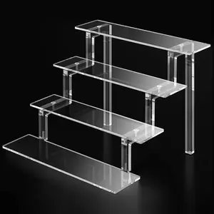 Acrylic Risers Display Stands, Clear Perfume Organizer, 4 Tier Diaplay Riser Shelf Compatible with Funko POPs Amiibo Nendoroids, Lotion Holder Cupcake Stand Shot Glass Display Tiered Table Shelf Stand Rack