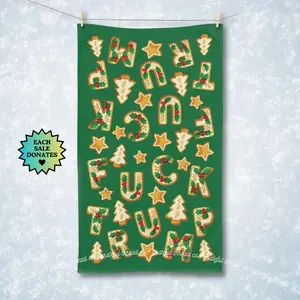 Subtle F*ck Trump Christmas Cookie Hand Towel, Holiday Baking Kitchen Towel, Funny Christmas Decor Gift, Hidden Message Gift, FDT Bath Towel