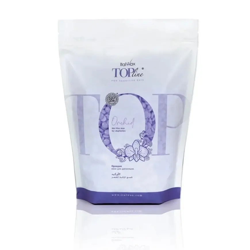 Synthetic Hard Wax Pellets for Sensitive Skin, Gentle Hair Removal with Orchid Scent - Transparent Body Film Wax in a Ziplock Bag, Body Care, 200G, No Titanium Dioxide, Melt Then Apply, Thin Consistency