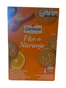 Gamesa Flor de Naranjo Orange Filled Sandwich Cookies – 4 Packs (20.3 oz / 576 g)