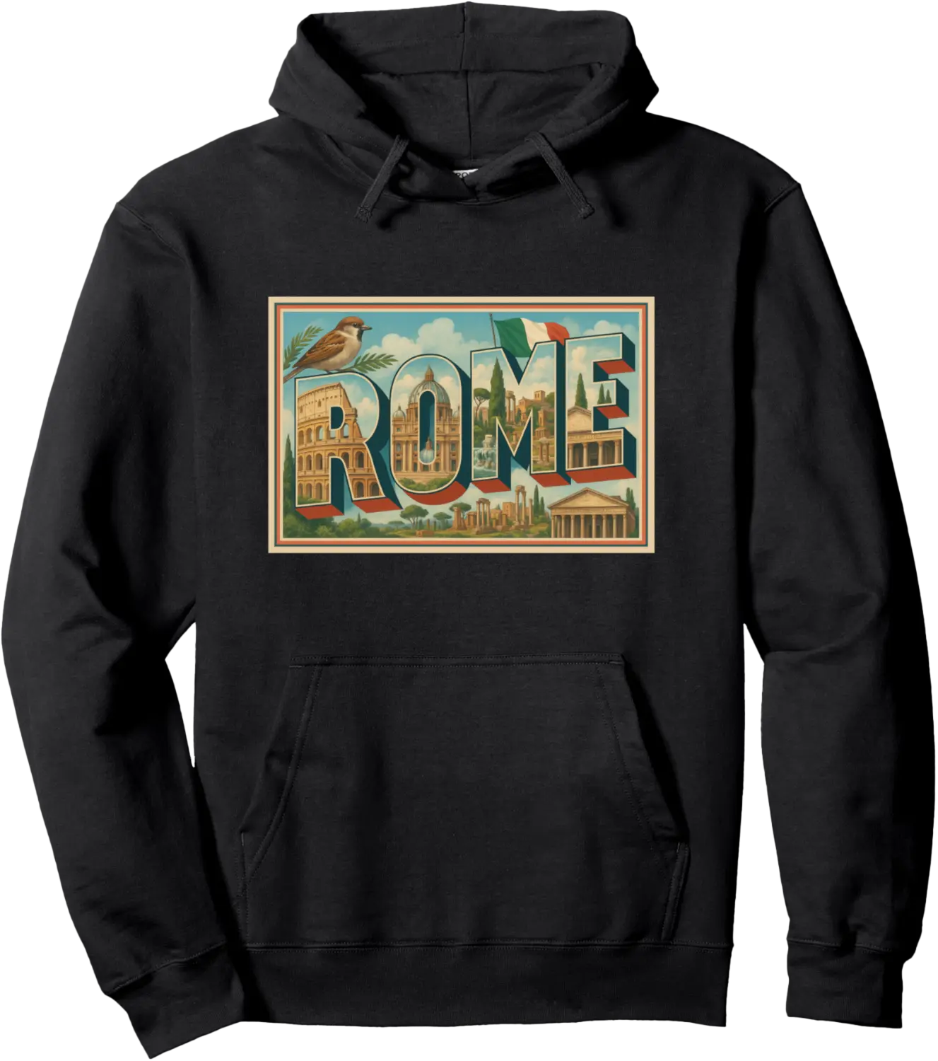Rome Italy 50s Vintage Retro Travel Poster Art Graphic Pullover Hoodie - Rivkafia Shop 47B0FK5KV823