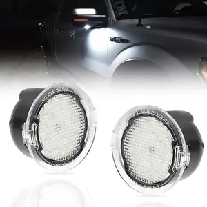 LED Side Mirror Puddle Lights for Fo-rd F150 Explorer Edge Expedition Flex Fusion Taurus X, 6000K Mirror LED Lamps F150 Accessories, 2 PCS (White)
