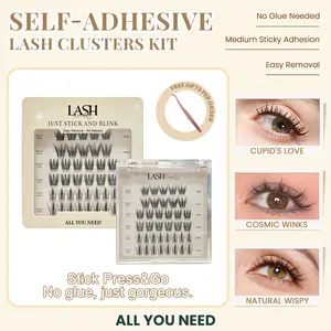 Lashterally All You Need AU Lash Kit Three Styles in One Set with 38 Clusters Travel Pack on the Go Kit 10mm/12mm/14mm Clusters Makeup Cosmic Halloween Party Look Here