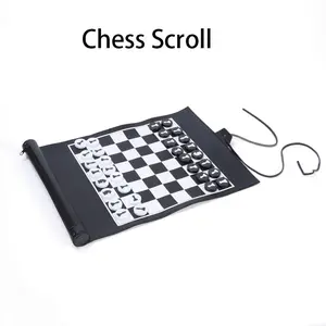 Portable Foldable Chess Set Outdoor Leather Roll-Up Chess Board with Pieces, Travel-Friendly International Chess Game, Ideal for Outdoors