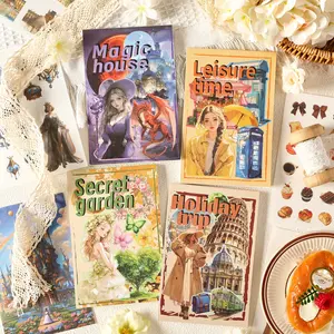 50 Sheets/book Sticker Book, Dreamy Time Series Theme Stationery Journal Water Bottle Decoration Stickers, Perfect for Scrapbooking & DIY Crafts, Art Stickers