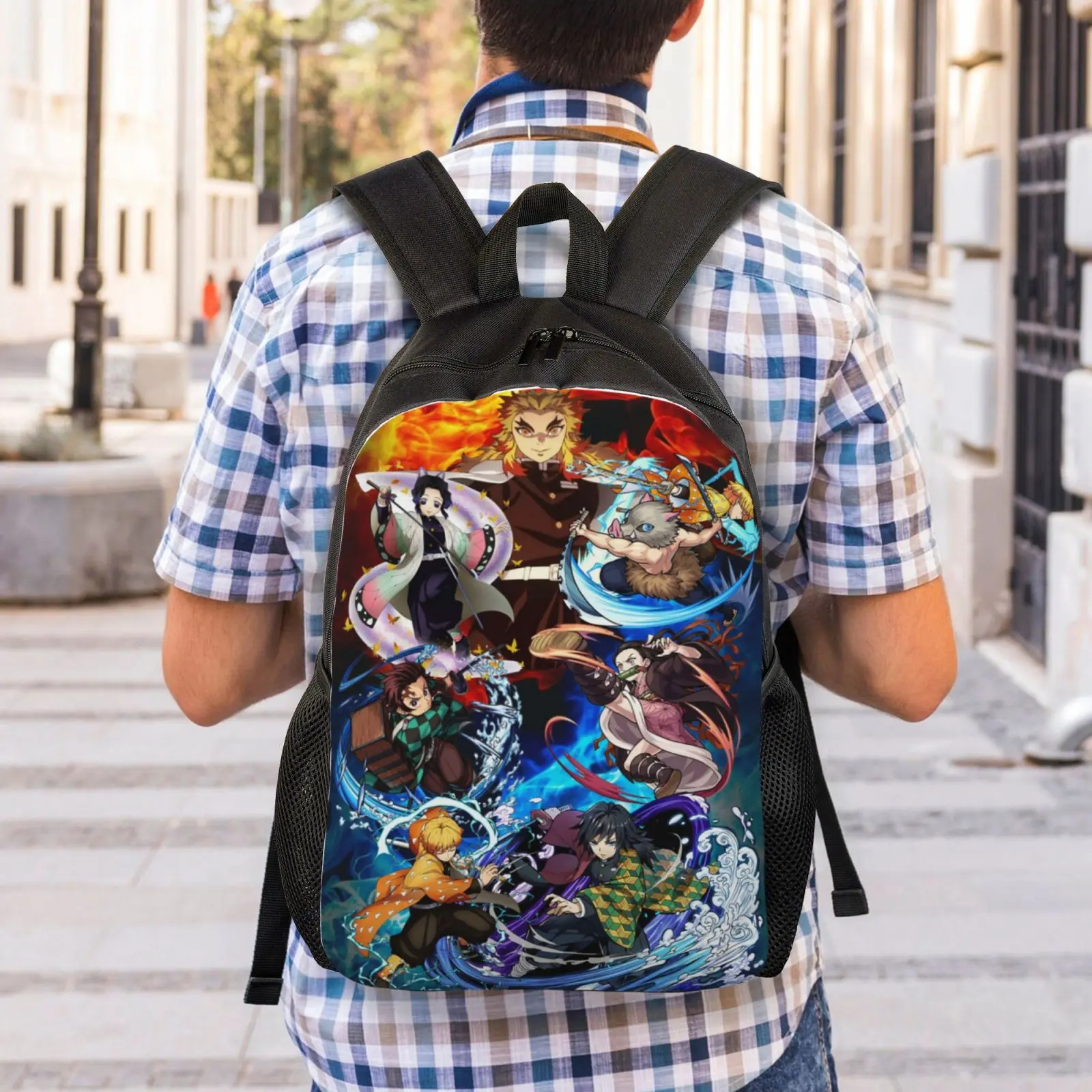 anime characters who travel with backpacks Demon Slayer Backpack Travel Laptop Anime Backpack for Men And Women  Multifunction Backpacks