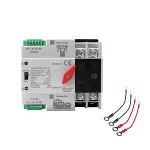 63Amp AC220V Automatic/Manual Transfer  2P 50/60Hz, 2POLE 63A Mini ATS Auto Dual Power  W2R for  Generator, Din Rail Mount Cn Automatic Changeover  Transfe for Solar,Rv, Power